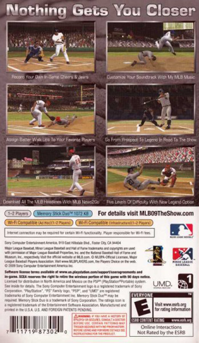 MLB 09 : The Show — Box back