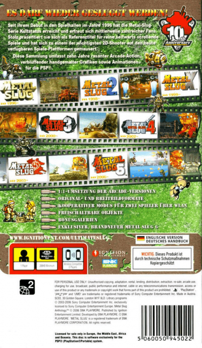 Metal Slug Anthology — Box back