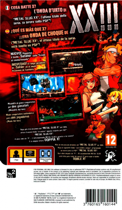 Metal Slug XX — Box back