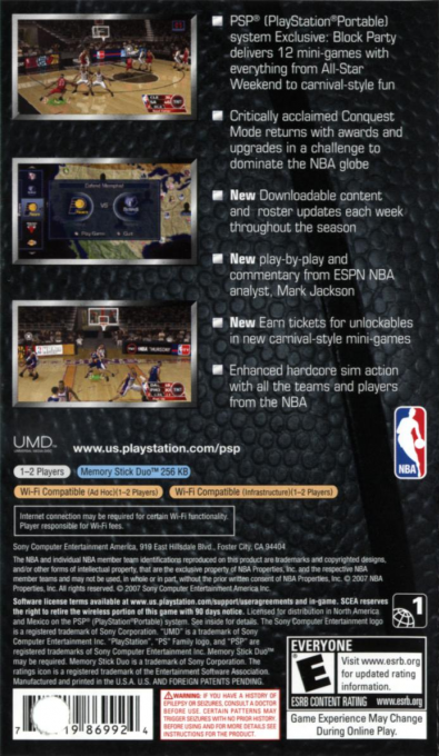 NBA 08 — Box back