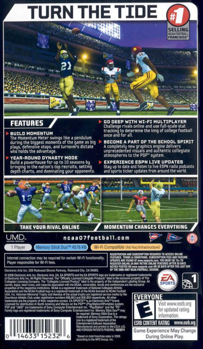 NCAA Football 07 — Box back