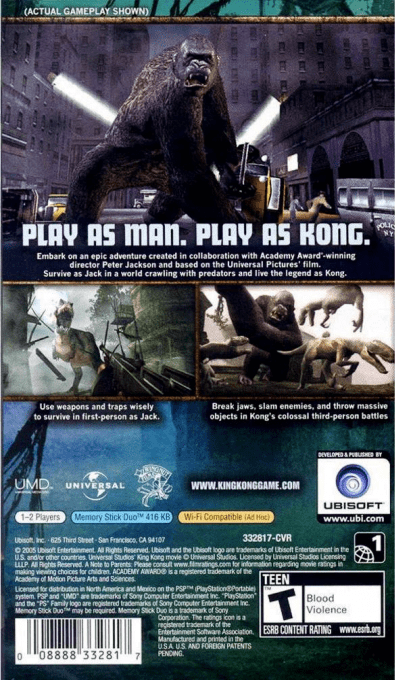 Peter Jackson's King Kong : The Official Game Of The Movie — Box back