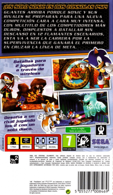 Sonic Rivals 2 — Box back