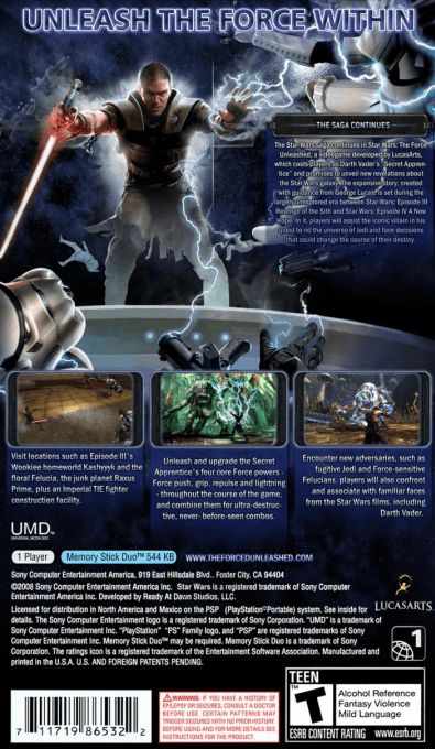 Star Wars : The Force Unleashed — Box back