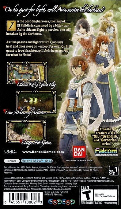 The Legend of Heroes : A Tear of Vermillion — Box back