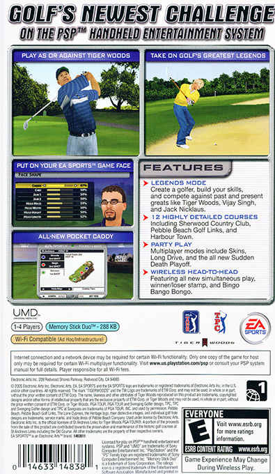 Tiger Woods PGA Tour — Box back