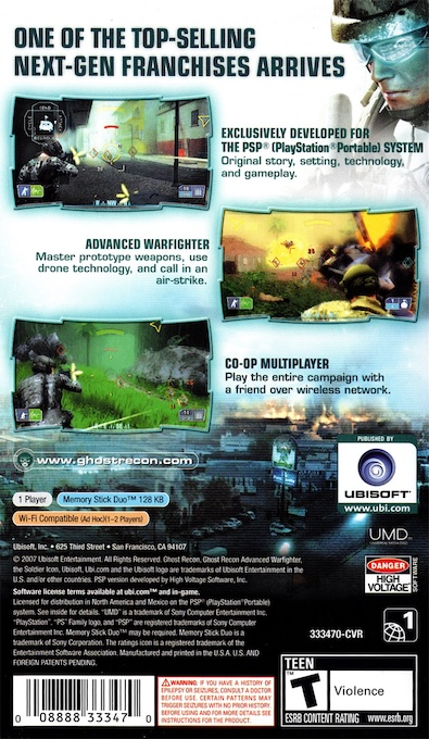 Tom Clancy's Ghost Recon Advanced Warfighter 2 — Box back