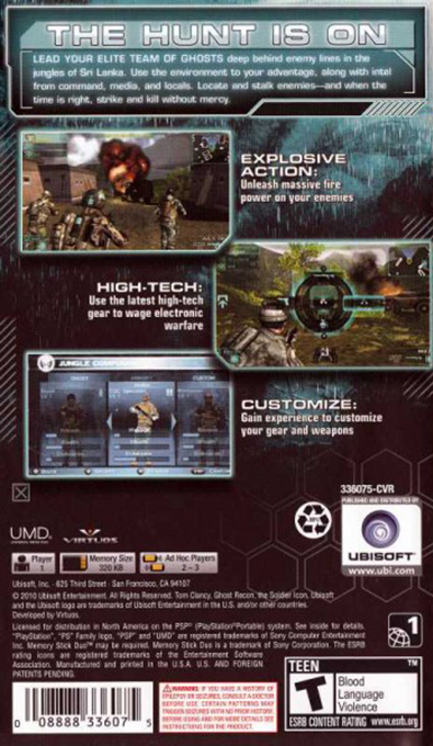 Tom Clancy's Ghost Recon : Predator — Box back