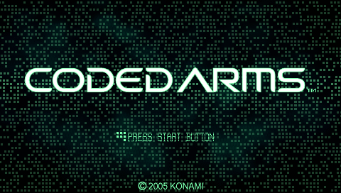 Coded Arms — Title screen