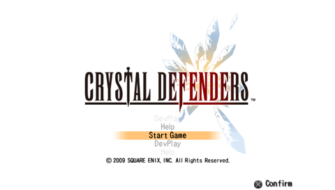 Crystal Defenders — Title screen