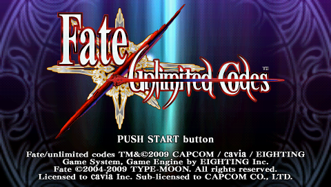 Fate-Unlimited Codes Portable — Title screen