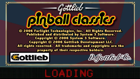 Gottlieb Pinball Classics — Title screen