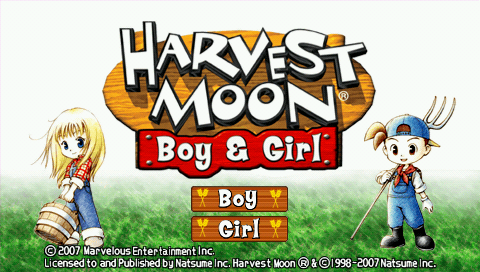 Harvest Moon : Boy & Girl — Title screen