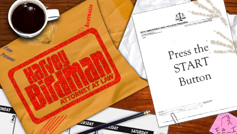 Harvey Birdman : Attorney at Law — Title screen