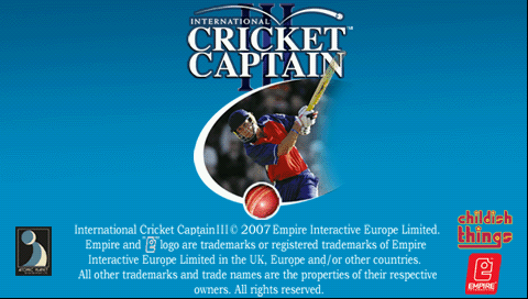 International Cricket Captain III — Title screen