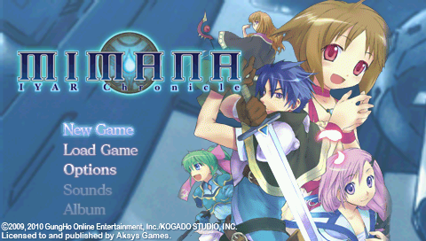 Mimana : Iyar Chronicle — Title screen