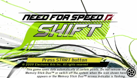 Need for Speed : Shift — Title screen