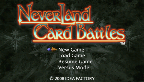 Neverland Card Battles — Title screen