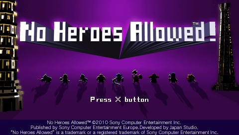 No Heroes Allowed! — Title screen