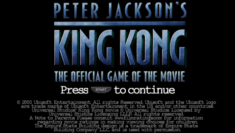 Peter Jackson's King Kong : The Official Game Of The Movie — Title screen
