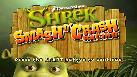 Shrek Smash n' Crash Racing — Title screen