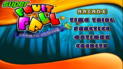 Super Fruit Fall — Title screen