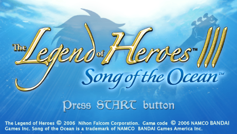 The Legend of Heroes III : Song of the Ocean — Title screen