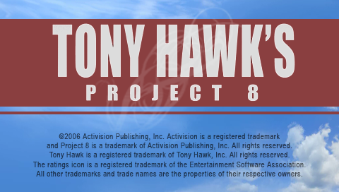 Tony Hawk's Project 8 — Title screen