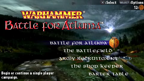 Warhammer : Battle for Atluma — Title screen