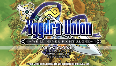 Yggdra Union : We'll Never Fight Alone — Title screen