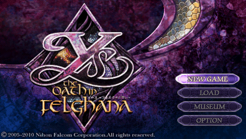 Ys : Felghana no Chikai — Title screen