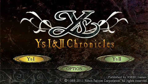 Ys I & II Chronicles — Title screen