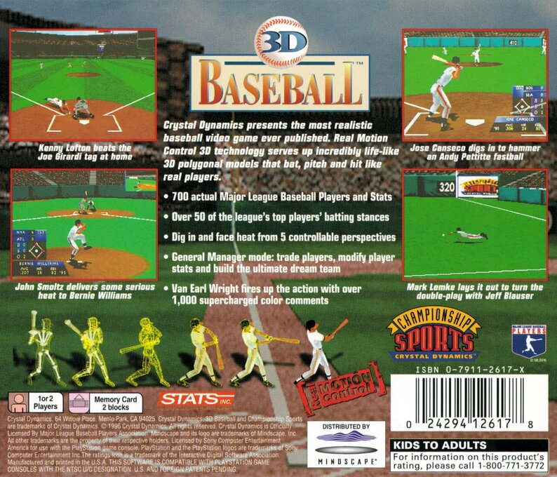 3D Baseball — Box back