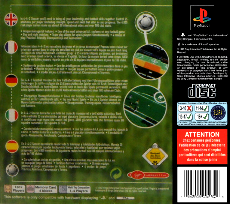 4-4-2 Soccer — Box back