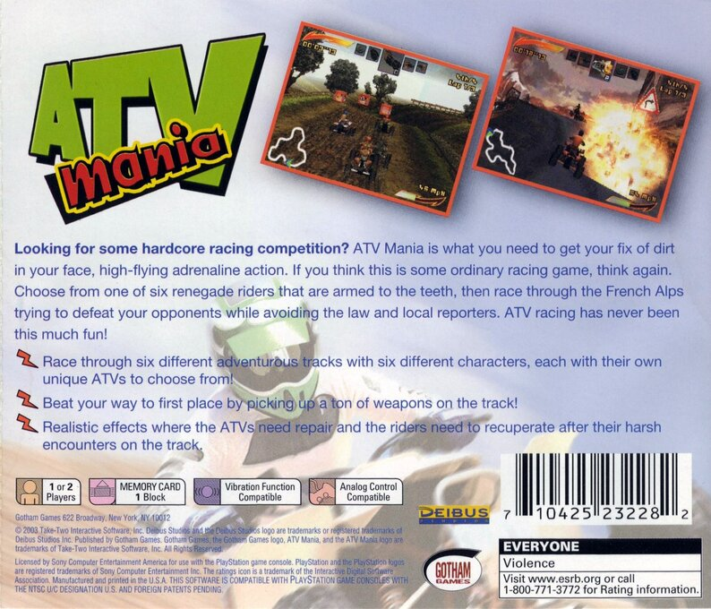 ATV Mania — Box back