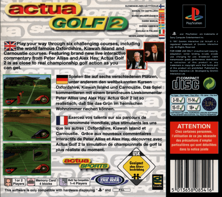Actua Golf 2 — Box back