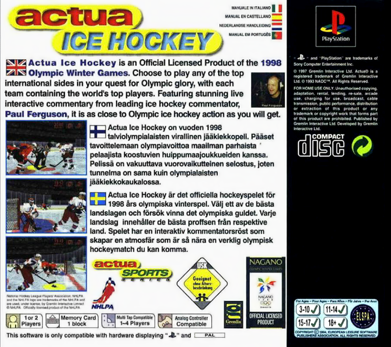 Actua Ice Hockey — Box back