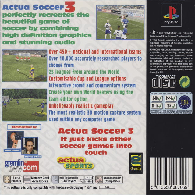 Actua Soccer 3 — Box back