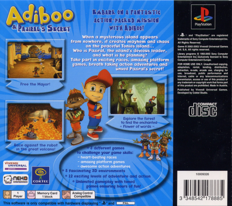 Adiboo & Paziral's Secret — Box back