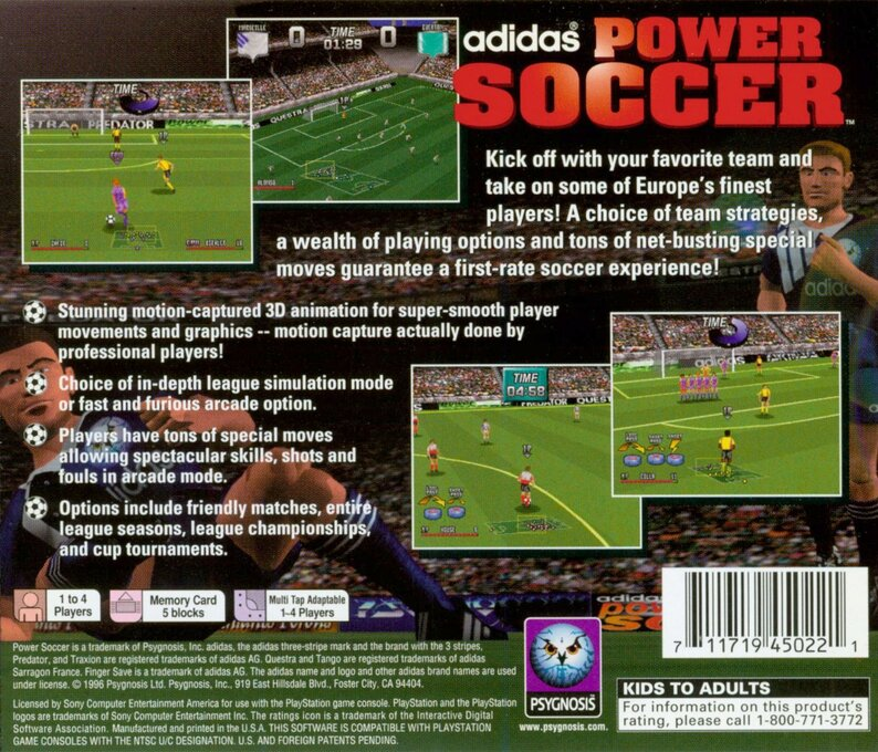 Adidas Power Soccer — Box back