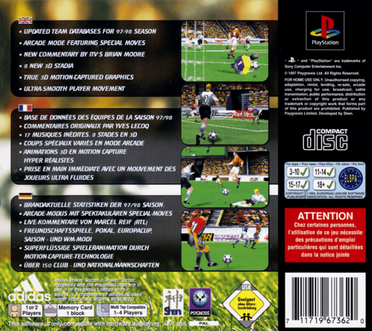 Adidas Power Soccer 2 — Box back