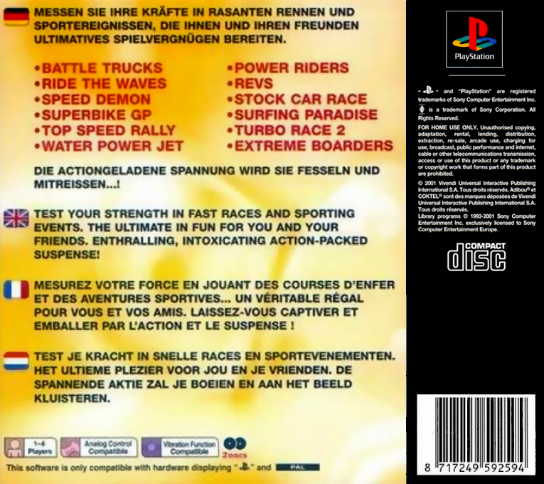 All Star Action — Box back