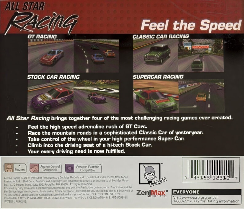 All Star Racing — Box back