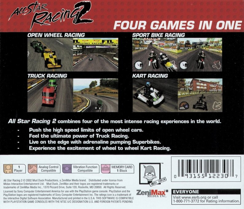 All Star Racing 2 — Box back
