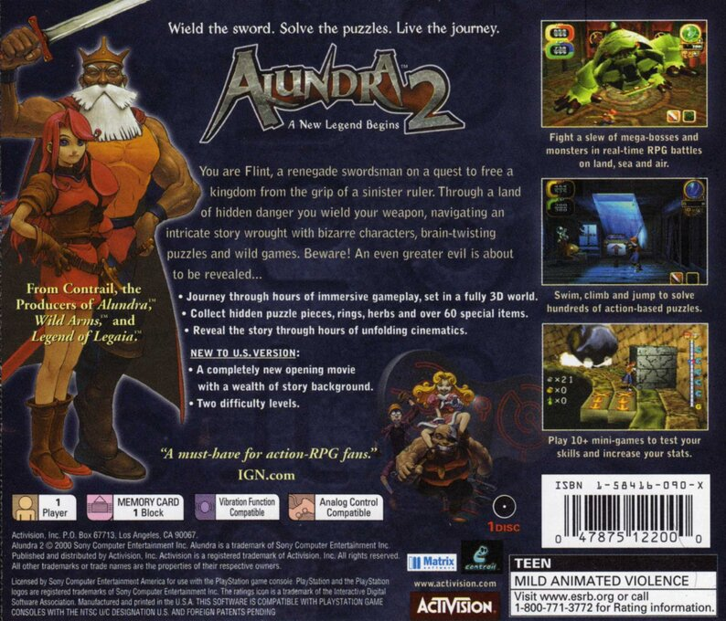 Alundra 2 : A New Legend Begins — Box back