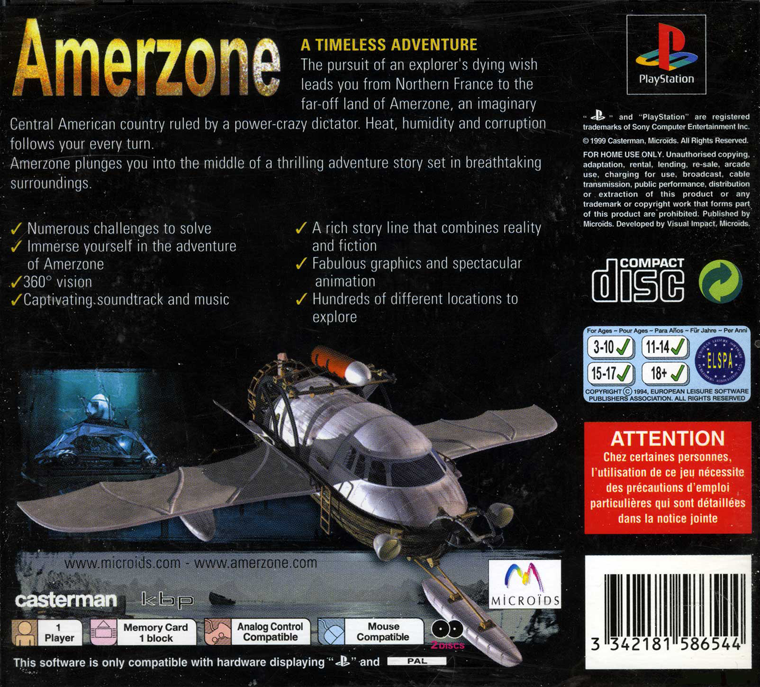 Amerzone - The Explorer's Legacy — Box back
