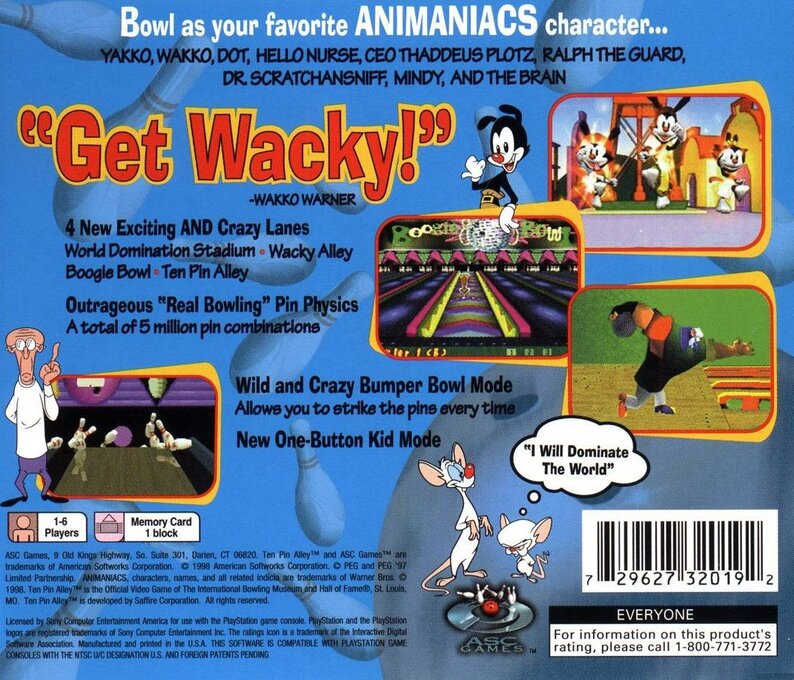 Animaniacs : Ten Pin Alley — Box back