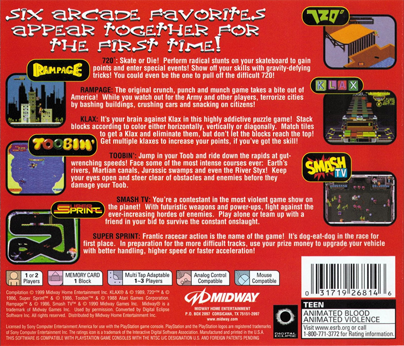 Arcade Party Pak — Box back