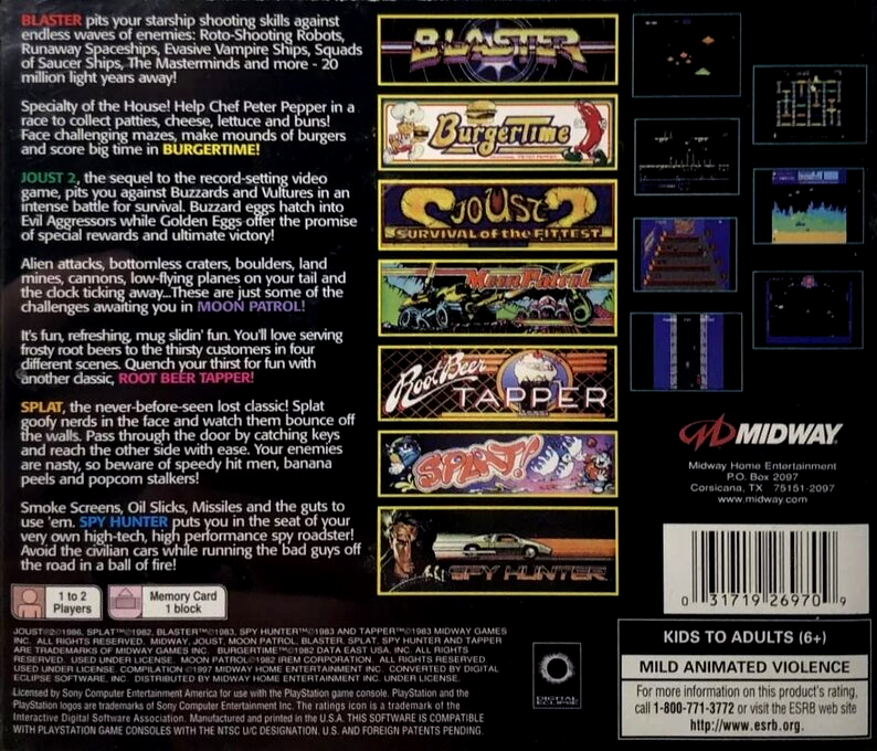 Arcade's Greatest Hits : The Midway Collection 2 — Box back