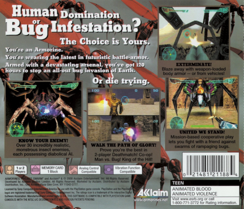 Armorines : Project S.W.A.R.M. — Box back